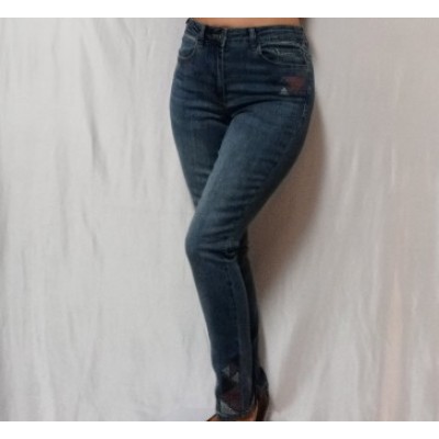 Jeans brodé à jambes skinny taille haute